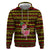 Uganda Christmas Zip Hoodie with Flamingo Lights Uganda Flag and Black Red Yellow Tribal Pattern Design - Wonder Print Shop