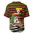 Uganda Christmas Baseball Jersey with Santa in Canoe Christmas Tree Uganda Map Flag and Black Red Yellow Tribal Pattern Design - Wonder Print Shop
