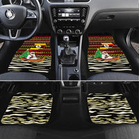 Uganda Christmas Car Mats with Santa in Canoe Christmas Tree Uganda Map Flag and Black Red Yellow Tribal Pattern Design - Wonder Print Shop