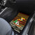Uganda Christmas Car Mats with Santa in Canoe Christmas Tree Uganda Map Flag and Black Red Yellow Tribal Pattern Design - Wonder Print Shop