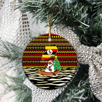 Uganda Christmas Ceramic Ornament with Santa in Canoe Christmas Tree Uganda Map Flag and Black Red Yellow Tribal Pattern Design - Wonder Print Shop