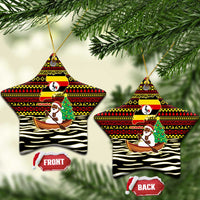 Uganda Christmas Ceramic Ornament with Santa in Canoe Christmas Tree Uganda Map Flag and Black Red Yellow Tribal Pattern Design - Wonder Print Shop