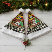 Uganda Christmas Santa Hat with Santa in Canoe Christmas Tree Uganda Map Flag and Black Red Yellow Tribal Pattern Design - Wonder Print Shop