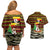 Uganda Christmas Couples Matching Off Shoulder Short Dress and Hawaiian Shirt with Santa in Canoe Christmas Tree Uganda Map Flag and Black Red Yellow Tribal Pattern Design - Wonder Print Shop
