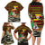 Uganda Christmas Family Matching Long Sleeve Bodycon Dress and Hawaiian Shirt with Santa in Canoe Christmas Tree Uganda Map Flag and Black Red Yellow Tribal Pattern Design - Wonder Print Shop