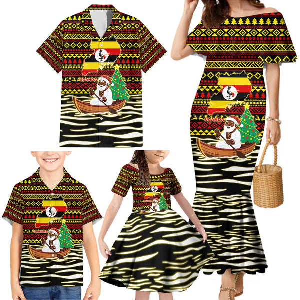 Uganda Hawaiian Shirt - Red Hibiscus Flowers and National Flag Design TS04 main image 1