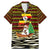 Uganda Christmas Family Matching Mermaid Dress and Hawaiian Shirt with Santa in Canoe Christmas Tree Uganda Map Flag and Black Red Yellow Tribal Pattern Design - Wonder Print Shop