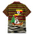 Uganda Christmas Family Matching Mermaid Dress and Hawaiian Shirt with Santa in Canoe Christmas Tree Uganda Map Flag and Black Red Yellow Tribal Pattern Design - Wonder Print Shop