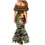 Uganda Christmas Family Matching Mermaid Dress and Hawaiian Shirt with Santa in Canoe Christmas Tree Uganda Map Flag and Black Red Yellow Tribal Pattern Design - Wonder Print Shop