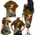 Uganda Christmas Family Matching Off The Shoulder Long Sleeve Dress and Hawaiian Shirt with Santa in Canoe Christmas Tree Uganda Map Flag and Black Red Yellow Tribal Pattern Design - Wonder Print Shop