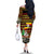 Uganda Christmas Family Matching Off The Shoulder Long Sleeve Dress and Hawaiian Shirt with Santa in Canoe Christmas Tree Uganda Map Flag and Black Red Yellow Tribal Pattern Design - Wonder Print Shop