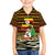 Uganda Christmas Family Matching Off The Shoulder Long Sleeve Dress and Hawaiian Shirt with Santa in Canoe Christmas Tree Uganda Map Flag and Black Red Yellow Tribal Pattern Design - Wonder Print Shop