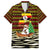Uganda Christmas Family Matching Off Shoulder Maxi Dress and Hawaiian Shirt with Santa in Canoe Christmas Tree Uganda Map Flag and Black Red Yellow Tribal Pattern Design - Wonder Print Shop