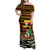 Uganda Christmas Family Matching Off Shoulder Maxi Dress and Hawaiian Shirt with Santa in Canoe Christmas Tree Uganda Map Flag and Black Red Yellow Tribal Pattern Design - Wonder Print Shop