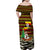 Uganda Christmas Family Matching Off Shoulder Maxi Dress and Hawaiian Shirt with Santa in Canoe Christmas Tree Uganda Map Flag and Black Red Yellow Tribal Pattern Design - Wonder Print Shop