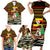 Uganda Christmas Family Matching Short Sleeve Bodycon Dress and Hawaiian Shirt with Santa in Canoe Christmas Tree Uganda Map Flag and Black Red Yellow Tribal Pattern Design - Wonder Print Shop