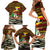 Uganda Christmas Family Matching Short Sleeve Bodycon Dress and Hawaiian Shirt with Santa in Canoe Christmas Tree Uganda Map Flag and Black Red Yellow Tribal Pattern Design - Wonder Print Shop