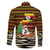 Uganda Christmas Family Matching Summer Maxi Dress and Hawaiian Shirt with Santa in Canoe Christmas Tree Uganda Map Flag and Black Red Yellow Tribal Pattern Design - Wonder Print Shop