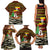 Uganda Christmas Family Matching Tank Maxi Dress and Hawaiian Shirt with Santa in Canoe Christmas Tree Uganda Map Flag and Black Red Yellow Tribal Pattern Design - Wonder Print Shop