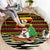 Uganda Christmas Round Carpet with Santa in Canoe Christmas Tree Uganda Map Flag and Black Red Yellow Tribal Pattern Design - Wonder Print Shop