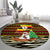Uganda Christmas Round Carpet with Santa in Canoe Christmas Tree Uganda Map Flag and Black Red Yellow Tribal Pattern Design - Wonder Print Shop