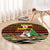 Uganda Christmas Round Carpet with Santa in Canoe Christmas Tree Uganda Map Flag and Black Red Yellow Tribal Pattern Design - Wonder Print Shop