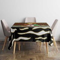 Uganda Christmas Tablecloth with Santa in Canoe Christmas Tree Uganda Map Flag and Black Red Yellow Tribal Pattern Design - Wonder Print Shop