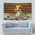 Uganda Christmas Tapestry with Santa in Canoe Christmas Tree Uganda Map Flag and Black Red Yellow Tribal Pattern Design - Wonder Print Shop