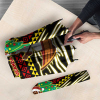 Uganda Christmas Umbrella with Santa in Canoe Christmas Tree Uganda Map Flag and Black Red Yellow Tribal Pattern Design - Wonder Print Shop