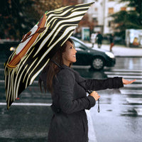 Uganda Christmas Umbrella with Santa in Canoe Christmas Tree Uganda Map Flag and Black Red Yellow Tribal Pattern Design - Wonder Print Shop