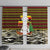 Uganda Christmas Window Curtain with Santa in Canoe Christmas Tree Uganda Map Flag and Black Red Yellow Tribal Pattern Design - Wonder Print Shop