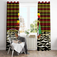 Uganda Christmas Window Curtain with Santa in Canoe Christmas Tree Uganda Map Flag and Black Red Yellow Tribal Pattern Design - Wonder Print Shop
