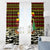 Uganda Christmas Window Curtain with Santa in Canoe Christmas Tree Uganda Map Flag and Black Red Yellow Tribal Pattern Design - Wonder Print Shop