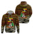 Uganda Christmas Zip Hoodie with Santa in Canoe Christmas Tree Uganda Map Flag and Black Red Yellow Tribal Pattern Design - Wonder Print Shop