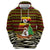 Uganda Christmas Zip Hoodie with Santa in Canoe Christmas Tree Uganda Map Flag and Black Red Yellow Tribal Pattern Design - Wonder Print Shop