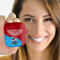 Aruba Christmas AirPods Case with Santa Fish Aruba Flag Ocean Icons and Red Blue Holiday Pattern Design - Wonder Print Shop