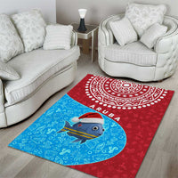 Aruba Christmas Area Rug with Santa Fish Aruba Flag Ocean Icons and Red Blue Holiday Pattern Design - Wonder Print Shop