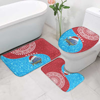 Aruba Christmas Bathroom Set with Santa Fish Aruba Flag Ocean Icons and Red Blue Holiday Pattern Design - Wonder Print Shop