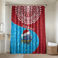Aruba Christmas Bathroom Set with Santa Fish Aruba Flag Ocean Icons and Red Blue Holiday Pattern Design - Wonder Print Shop