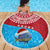 Aruba Christmas Beach Blanket with Santa Fish Aruba Flag Ocean Icons and Red Blue Holiday Pattern Design - Wonder Print Shop