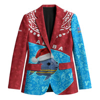 Aruba Christmas Blazer with Santa Fish Aruba Flag Ocean Icons and Red Blue Holiday Pattern Design - Wonder Print Shop