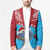 Aruba Christmas Blazer with Santa Fish Aruba Flag Ocean Icons and Red Blue Holiday Pattern Design - Wonder Print Shop