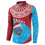 Aruba Christmas Button Sweatshirt with Santa Fish Aruba Flag Ocean Icons and Red Blue Holiday Pattern Design - Wonder Print Shop