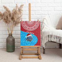 Aruba Christmas Canvas Wall Art with Santa Fish Aruba Flag Ocean Icons and Red Blue Holiday Pattern Design - Wonder Print Shop