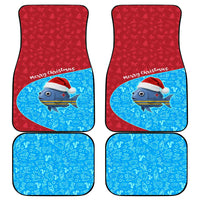Aruba Christmas Car Mats with Santa Fish Aruba Flag Ocean Icons and Red Blue Holiday Pattern Design - Wonder Print Shop
