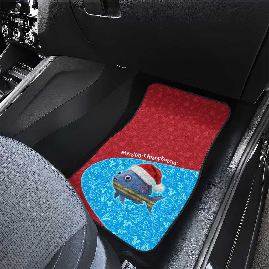 Aruba Christmas Car Mats with Santa Fish Aruba Flag Ocean Icons and Red Blue Holiday Pattern Design - Wonder Print Shop
