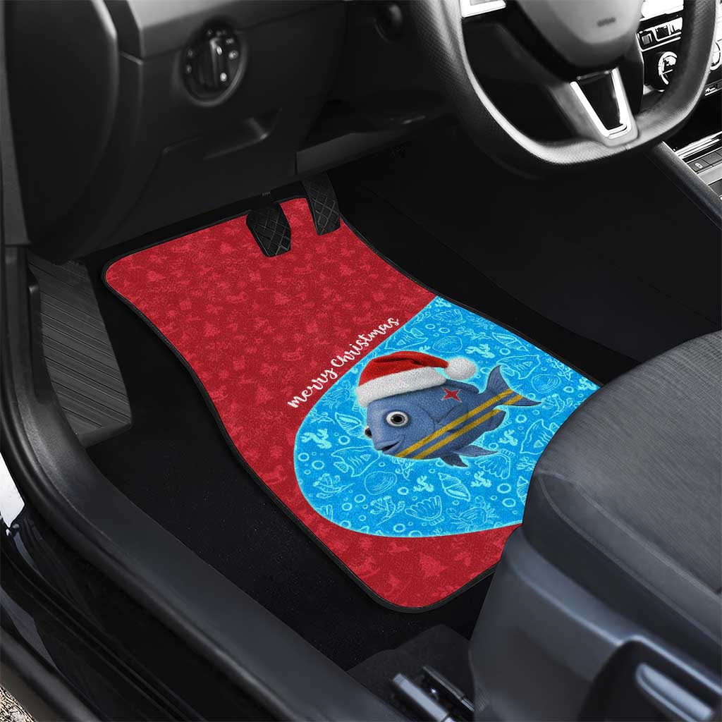 Aruba Christmas Car Mats with Santa Fish Aruba Flag Ocean Icons and Red Blue Holiday Pattern Design - Wonder Print Shop