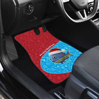 Aruba Christmas Car Mats with Santa Fish Aruba Flag Ocean Icons and Red Blue Holiday Pattern Design - Wonder Print Shop