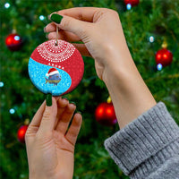 Aruba Christmas Ceramic Ornament with Santa Fish Aruba Flag Ocean Icons and Red Blue Holiday Pattern Design - Wonder Print Shop