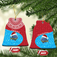 Aruba Christmas Ceramic Ornament with Santa Fish Aruba Flag Ocean Icons and Red Blue Holiday Pattern Design - Wonder Print Shop